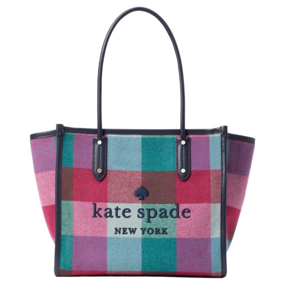 Kate Spade Plaid tweed Ella tote bag - MINT